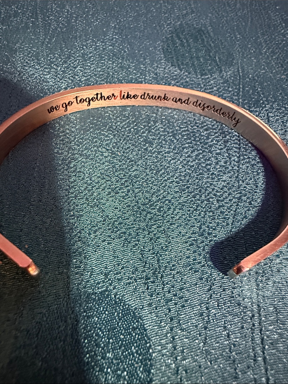 Engraved Rose Gold Cuff Bracelet - Inspirational Quote